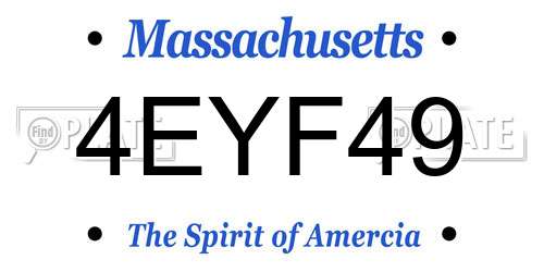 4EYF49 Massachusetts License Plate