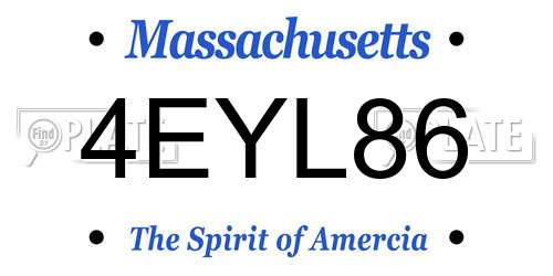 4EYL86 Massachusetts License Plate