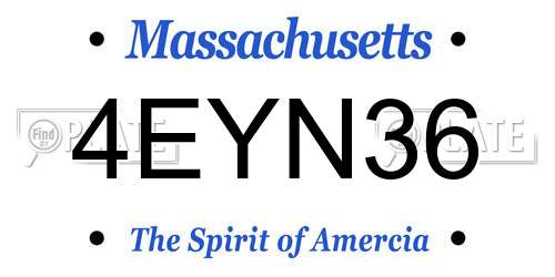 4EYN36 Massachusetts License Plate