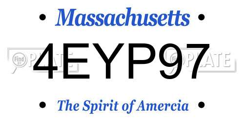 4EYP97 Massachusetts License Plate