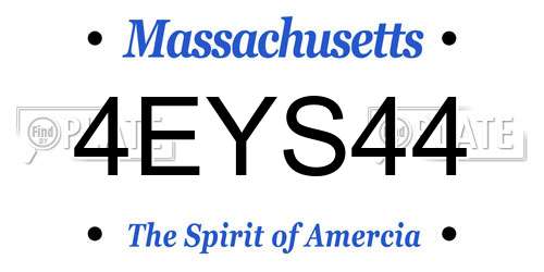 4EYS44 Massachusetts License Plate
