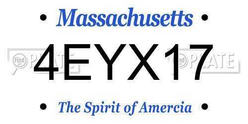 4EYX17 Massachusetts License Plate