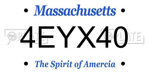 4EYX40 Massachusetts License Plate