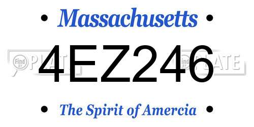4EZ246 Massachusetts License Plate