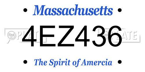 4EZ436 Massachusetts License Plate