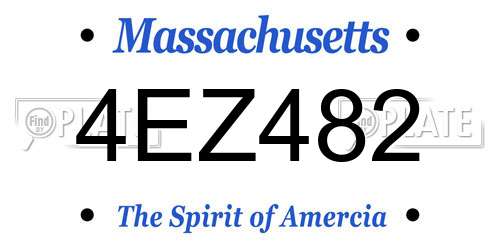 4EZ482 Massachusetts License Plate