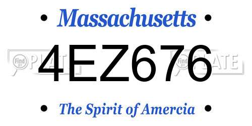4EZ676 Massachusetts License Plate
