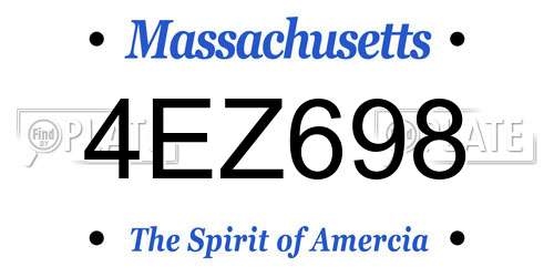 4EZ698 Massachusetts License Plate