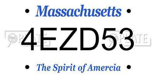 4EZD53 Massachusetts License Plate
