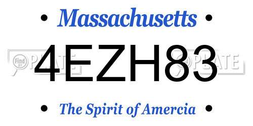 4EZH83 Massachusetts License Plate