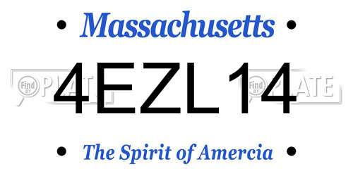 4EZL14 Massachusetts License Plate
