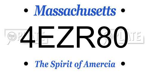 4EZR80 Massachusetts License Plate