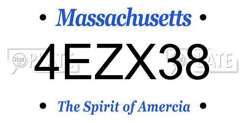 4EZX38 Massachusetts License Plate