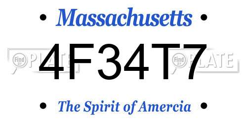 4F34T7 Massachusetts License Plate