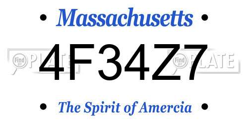 4F34Z7 Massachusetts License Plate