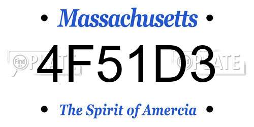 4F51D3 Massachusetts License Plate