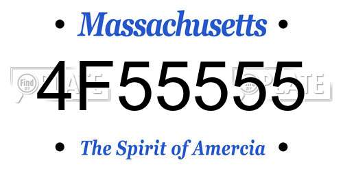 4F55555 Massachusetts License Plate
