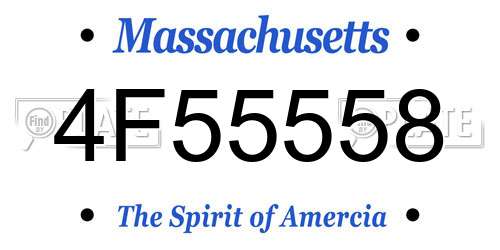4F55558 Massachusetts License Plate