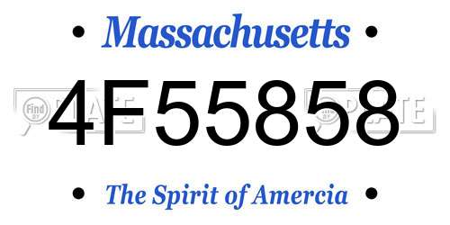 4F55858 Massachusetts License Plate