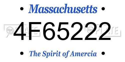 4F65222 Massachusetts License Plate