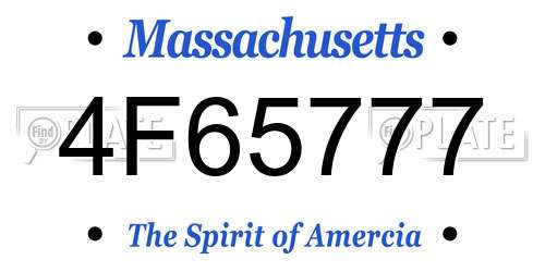 4F65777 Massachusetts License Plate