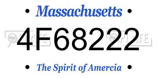 4F68222 Massachusetts License Plate