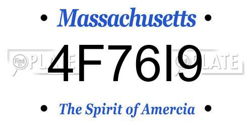 4F76I9 Massachusetts License Plate