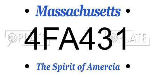 4FA431 Massachusetts License Plate