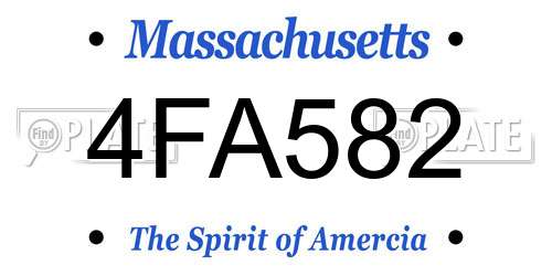 4FA582 Massachusetts License Plate