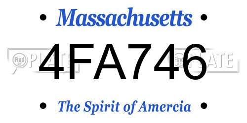 4FA746 Massachusetts License Plate