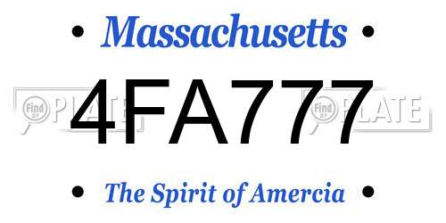 4FA777 Massachusetts License Plate