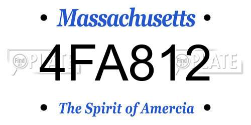 4FA812 Massachusetts License Plate