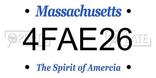 4FAE26 Massachusetts License Plate