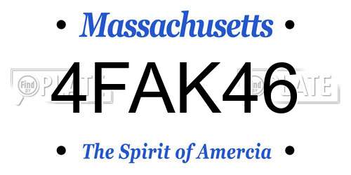 4FAK46 Massachusetts License Plate