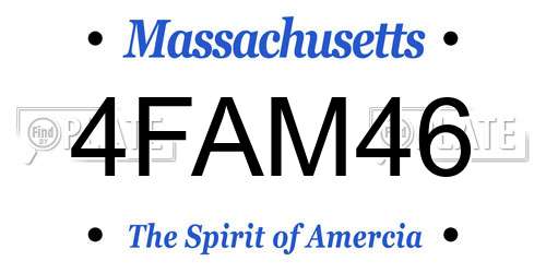 4FAM46 Massachusetts License Plate