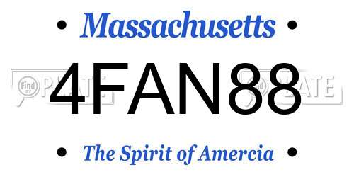 4FAN88 Massachusetts License Plate