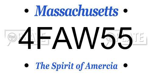 4FAW55 Massachusetts License Plate