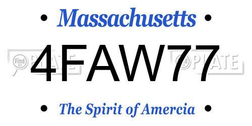 4FAW77 Massachusetts License Plate
