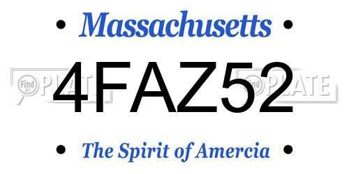 4FAZ52 Massachusetts License Plate