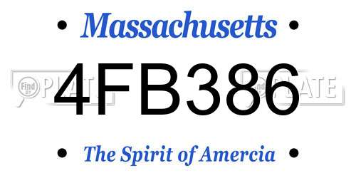 4FB386 Massachusetts License Plate