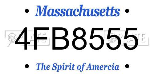 4FB8555 Massachusetts License Plate