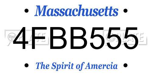 4FBB555 Massachusetts License Plate