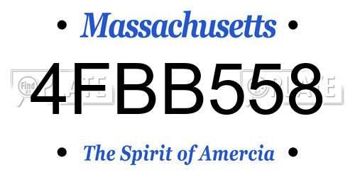 4FBB558 Massachusetts License Plate