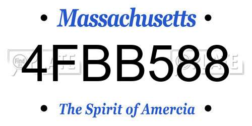 4FBB588 Massachusetts License Plate
