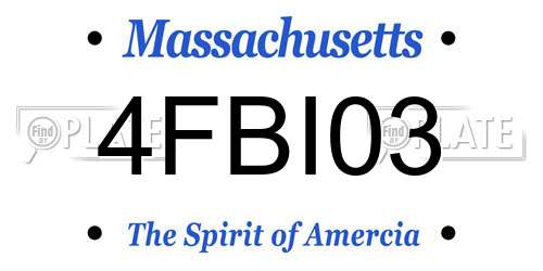 4FBI03 Massachusetts License Plate
