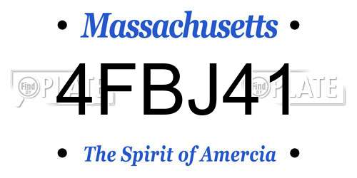 4FBJ41 Massachusetts License Plate