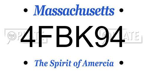 4FBK94 Massachusetts License Plate