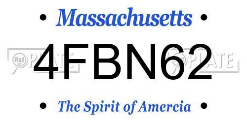 4FBN62 Massachusetts License Plate