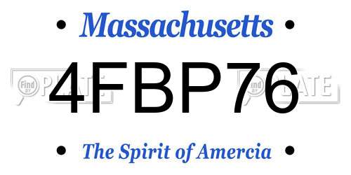 4FBP76 Massachusetts License Plate