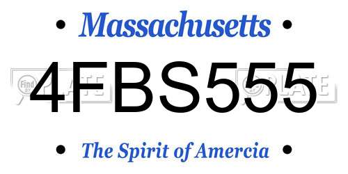 4FBS555 Massachusetts License Plate